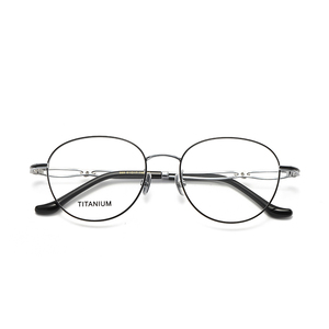 Gafas de titanio redondas de montura completa, color sólido, ligeras, unisex, para adultos, monturas para corrección de la visión - Product Image 1