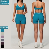 Tenues de yoga personnalisées pour femmes, ensemble 2 pièces, short de sport et soutien-gorge de sport, vêtements de sport en spandex, ensemble sexy pour la salle de sport