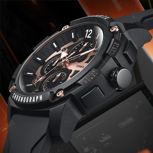 Reloj de cuarzo TIMEARTX para hombre, multifunción, 3 esferas, 6 manecillas, cronógrafo, indicador de fecha, correa de silicona resistente al agua, reloj de pulsera deportivo - Product Image 2