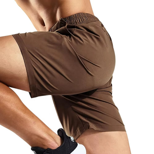 <b>Men's</b> <b>Brown</b> Quick Dry <b>Shorts</b> With Drawstring Waist And Zipper Pockets Casual Sportwear - Product Image 3