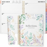 Agenda hebdomadaire spirale A5 personnalisé 2026, couverture rigide florale, avec onglets mensuels, règle, marque-page, journal de réflexion pour femmes, vente en gros