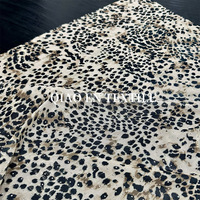 Tissu brocart imprimé léopard vintage avec strass, résistant à l'abrasion, respirant, extensible, poids moyen, couleur abricot