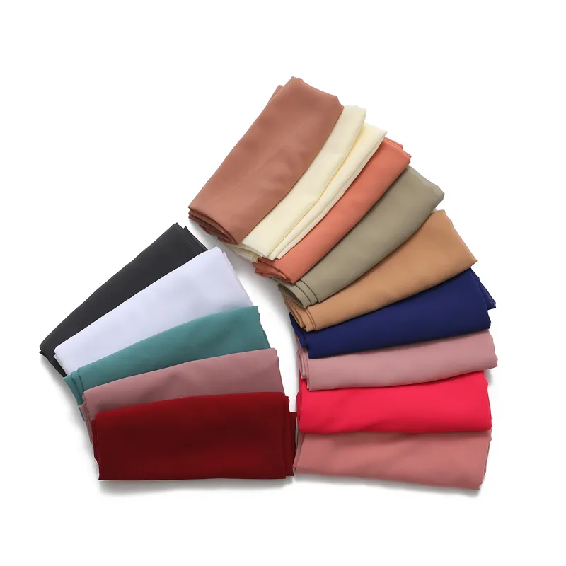 High Quality Tudung Women Shawl Malaysia Thick Heavy Chiffon Muslim Scarf Solid Plain Bubble Chiffon Hijab