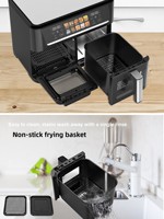 Friteuse à air électrique et four intelligent à double compartiment grande capacité 6,1-8,0 L, haute puissance, fonction sans fumée pour usage domestique (plastique)