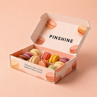 Boîte d'emballage pour macarons avec impression de logo personnalisé, effet holographique en relief, finition mate, matériaux recyclés, écologique