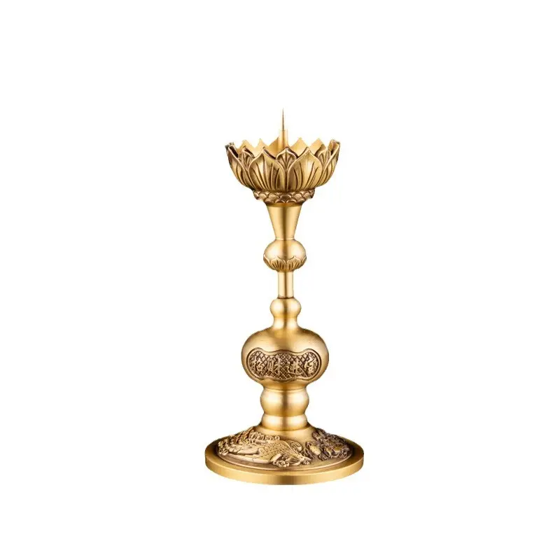 Personalize artesanato estátua de bronze cor dourada produtos de cobre castiçal de bronze suporte de vela com design personalizado