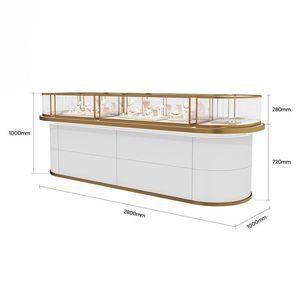 Vitrine de bijoux en verre en bois de luxe avec vitrine à lumière LED pour la décoration de magasin de bijoux Bijouterie Mobilier Design - Product Image 4