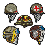 Patchs brodés tactiques pour casque d'extérieur, motif crâne, pour motard, pilote, croix médicale, insigne moral