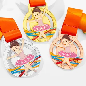 Manufacture Personalised Custom Metal Gold silver copper Award Medallas No Minimum Order Dance Medals With Ribbon For Children