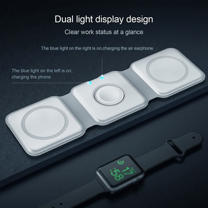 Cargador inalámbrico magnético de 15W con logotipo personalizado 3 en 1, estación de carga plegable de un imán para iPhone <span class=keywords><strong>Pro</strong></span> <span class=keywords><strong>IWatch</strong></span> para AirPods tipo C - Product Image 2