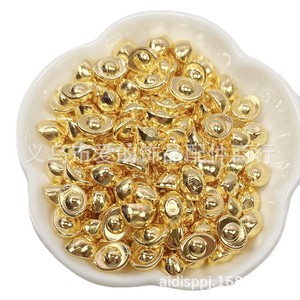 Adorno de lingote pequeño brillante y sólido de 9x7mm, acrílico con efecto de chapado en agua, diseño tradicional chino, cuentas dispersas para cuenco del tesoro - Product Image 5