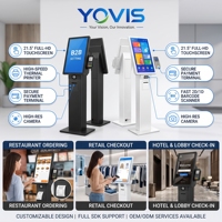 Kiosque en libre-service 3-en-1, station de commande tactile 21,5 pouces, lecteur de cartes, scanner de codes-barres, imprimante thermique, système Windows, aluminium