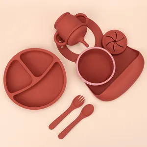 Food Grade Baby Led Weaning Supplies Eating Utensils Set Suction Plate Bowl Bpa Free Toddler Dinnerware Feeding Baby Set