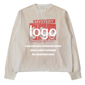 T-shirt long ample et épais en coton 100% écologique, style vintage, imprimé rétro effet vieilli et teinture <span class=keywords><strong>boue</strong></span>, motif graphique hip-hop - Product Image 2