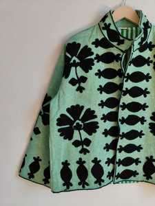 เสื้อแจ็คเก็ตผ้าแคนวาสสีเขียวปักลายซูซานี สไตล์โบฮีเมียน วินเทจ ลายชนเผ่า สำหรับผู้หญิง - Product Image 2