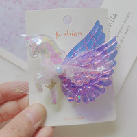 Vente en gros YT - Barrettes et pinces à cheveux en plastique avec paillettes, licorne, ailes d'ange, arc-en-ciel, pour filles, enfants, accessoires de fête