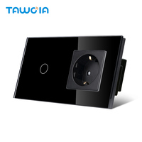 Interruptor Táctil de Vidrio de Primera Calidad TAWOIA con Certificación CE ROHS EAC, Interruptor Normal de 1 Grupo con Enchufe Tipo F para Interiores del Hogar