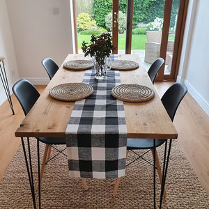 LY-Classic Vichy Serviette de Table <span class=keywords><strong>Beige</strong></span> Blanc Grille Damier Fait à la main en <span class=keywords><strong>Lin</strong></span> Lavé <span class=keywords><strong>Nappe</strong></span> de Dîner de Ferme - Product Image 4