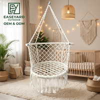 Chaise suspendue en hamac, chaise en macramé en corde de coton pour l'extérieur et l'intérieur, capacité de charge maximale de 160 kg