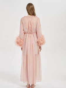 Vestido de novia de plumas de avestruz para mujer, conjunto de tul transparente, largo, Sexy, de satén, de crepé, elegante, con plumas - Product Image 3