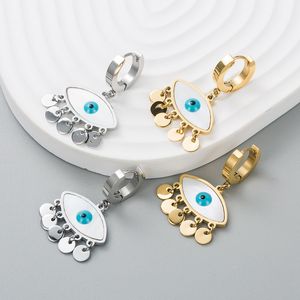 แฟชั่นมะพร้าวเชลล์ห่วงต่างหูสแตนเลสต่างหูตา - Product Image 4