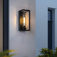 Applique Murale LED Extérieure Simple et Moderne en Fer et Verre, Étanche, Lumière Blanc Chaud, Garantie 5 Ans pour Villa, Entrée, Couloir