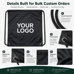 Mochila con Cordón de Poliéster 420D Premium con Logotipo Personalizado para Eventos Escolares y Bolsa Deportiva Resistente para Equipos - Product Image 6