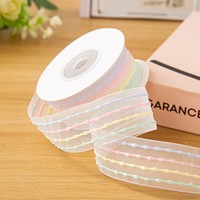 Ruban en organza à pois verticaux arc-en-ciel de 2,5 cm en gros pour nœuds de cheveux DIY et garnitures de vêtements pour filles, 10/100 yards par rouleau