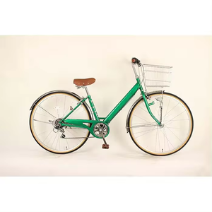 Vélo de ville pour adulte en acier à haute teneur en carbone de 27 pouces avec panier en acier, vitesses variables et selle confortable pour la ville - Product Image 1