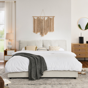 Lit capitonné sur mesure King Size avec design capitonné et système de levage à gaz, lit carré avec rangement - Product Image 5