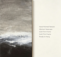Peinture à l'huile abstraite sur toile, paysage marin gris mat, texture épaisse, peinte à la main, art mural minimaliste, océan brumeux, œuvre d'art audacieuse