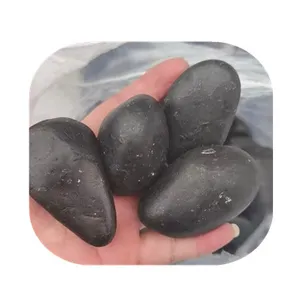High polished Pebbles Black Landscape 1-2cm Paving Stone Natural River Rock Black Pebble Stone