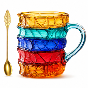 Tazza in Vetro a Forma di Libro Impilabile da 12oz con Segnalibro a Foglia e Cucchiaio, Regalo Originale per Amanti dei Libri - Product Image 2