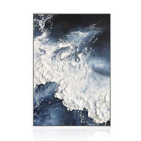 Grande taille feuille d'or bleu océan mer moderne abstrait mur fait à la main art mural peinture à la main grande toile peinture à l'huile