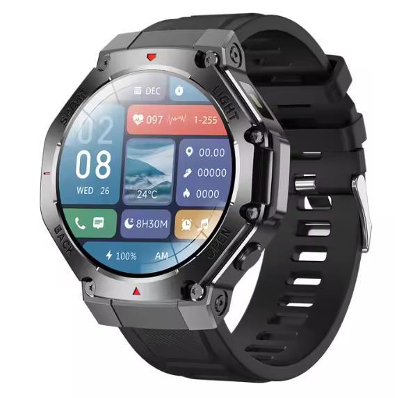Fashion TR3 MAX Men Outdoor Sports Smartwatch 1.53Inch Round BT Call Health Monitoring Smart Watch with Flashlight