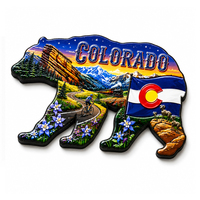 Magnet Kulkas Bentuk Beruang Colorado Grosir, 3D Embossed Metal, Suvenir Turis, Stiker Magnet Kulkas untuk Hadiah Perjalanan