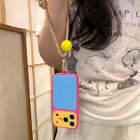 Coque de téléphone rigide en PC pour femme style Ins Dopamine avec blocs de couleur pour iPhone 17 16 15 14 Pro Max avec cordon/bracelet