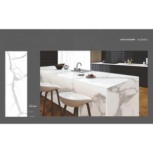 กระเบื้องพอร์ซเลนขัดเงา Super White Calacatta ขนาด 800x2400 มม. หนา 15 มม. ลายหินอ่อน สำหรับห้องน้ำและปูพื้น - Product Image 2