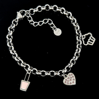 Delicaat en schattig fruitvormig oogjes chocolade donut hart zirkoon klassieke roestvrijstalen armband
