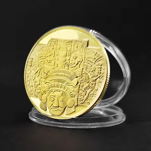 Op Maat Gemaakt Logo Creatief Gesneden Herdenkingsmedaillon Gepersonaliseerde Metalen Herdenkingsmunten Bedekt Met Gouden Munten