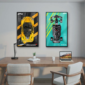 Khối xây dựng tường ba chiều Xe đua mô hình Diecast đồ chơi 1:16 quy mô dẫn Treo Khung Ảnh unisex trang trí phòng ngủ - Product Image 3
