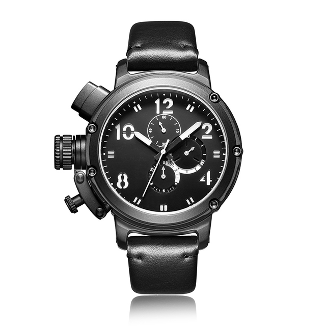 Original Brand Outdoor Sport Alloy Case Dual Time Analog Digital Watch for Men Quartz Movement Leather Band Glass Waterproof