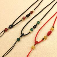 Collier en jade tissé à la main, pendentif en corde, collier à perles réglable, collier en corde pour bijoux, composants pour la fabrication de bijoux