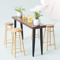 Modèle miniature de nourriture et de jeu 1:12, comptoir de bar, table basse miniature en bois de noyer noir, table de maison de poupée, jeu de rôle