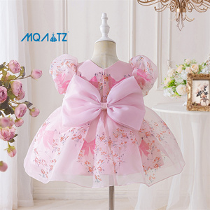 Abito da Principessa Meiqiai per Bambine, Stampa Floreale con Rose, Tulle a Maniche Corte in Chiffon, per Bambine - Product Image 2