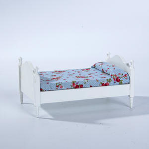 JC 1:12 Miniature Wooden <b>Single</b> <b>Bed</b> Small Floral DIY Toy Doll House Decorations Handmade Bedroom Furniture Scene Ornaments 14+ - Product Image 6