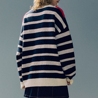 Usine Nouveau Design Preppy Look Contraste Couleur Arc Rayures Imprimé À Manches Longues Surdimensionné Pull Chandails En Tricot