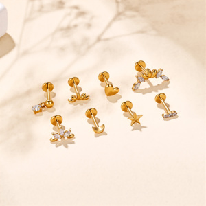 Pendientes <span class=keywords><strong>de</strong></span> <span class=keywords><strong>Titanio</strong></span> <span class=keywords><strong>de</strong></span> Grado Implante ASTM F136 con Rosca Interna para Labret, Hélix, Tragus y Labio, Joyería Fina para <span class=keywords><strong>Piercing</strong></span> Corporal - Product Image 2
