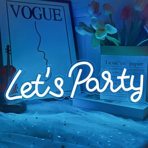 Insegna Luminosa 'Let's Party' in LED, Decorazione da Parete per Camera da Letto, Addio al Nubilato, Bar, Soggiorno, Decorazione Artistica - Product Image 4
