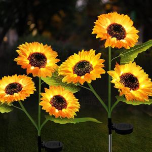 Lampes solaires de jardin en forme de tournesol, fleurs artificielles LED, lampes à piquet pour aménagement paysager extérieur - Product Image 1